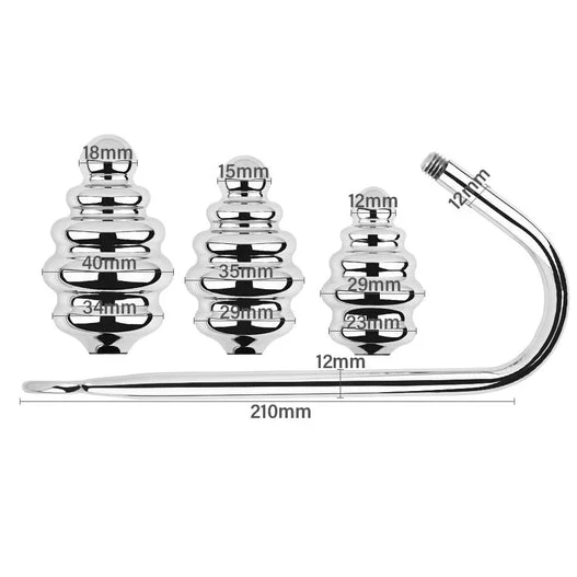 8826 Set GreatBenefit Anal Hook Screw-in Ribbed 0528